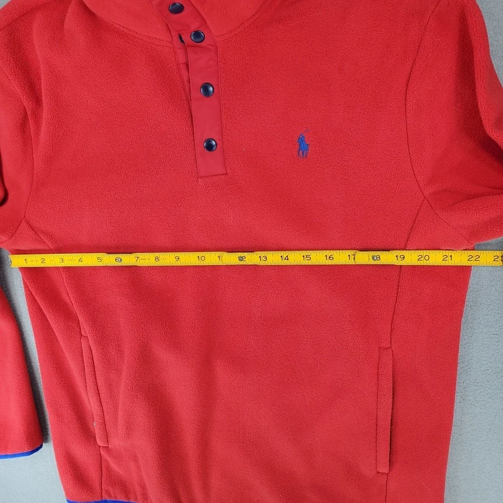 Polo Ralph Lauren Performance Pullover Mens Size M Red‎ 1/4 Button Snap Fleece